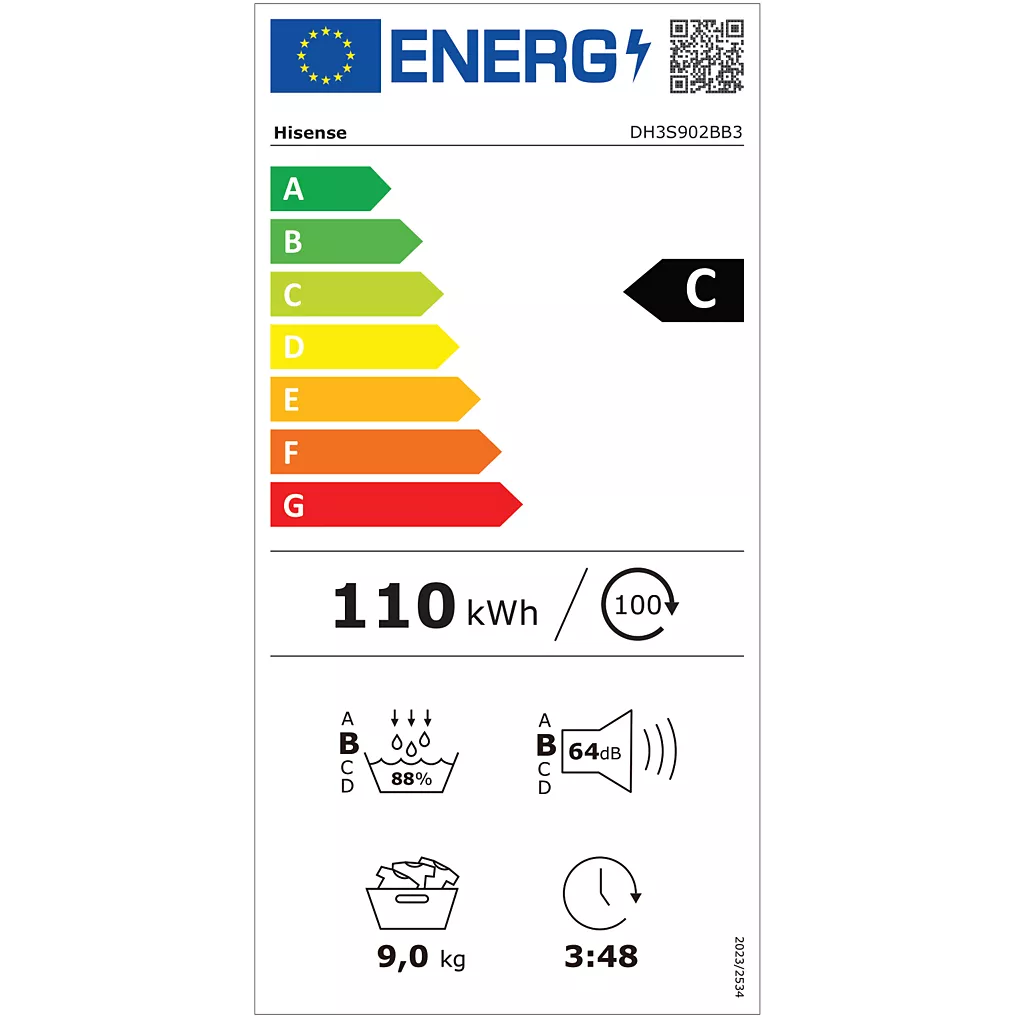 Sèche linge pompe à chaleur HISENSE DH3S902BB3 Reconditionné
