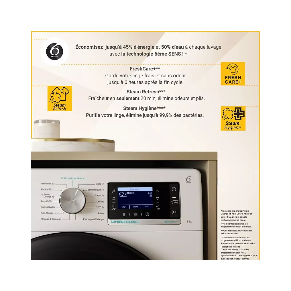 Lave linge hublot WHIRLPOOL W8X89ADSILENCEFR