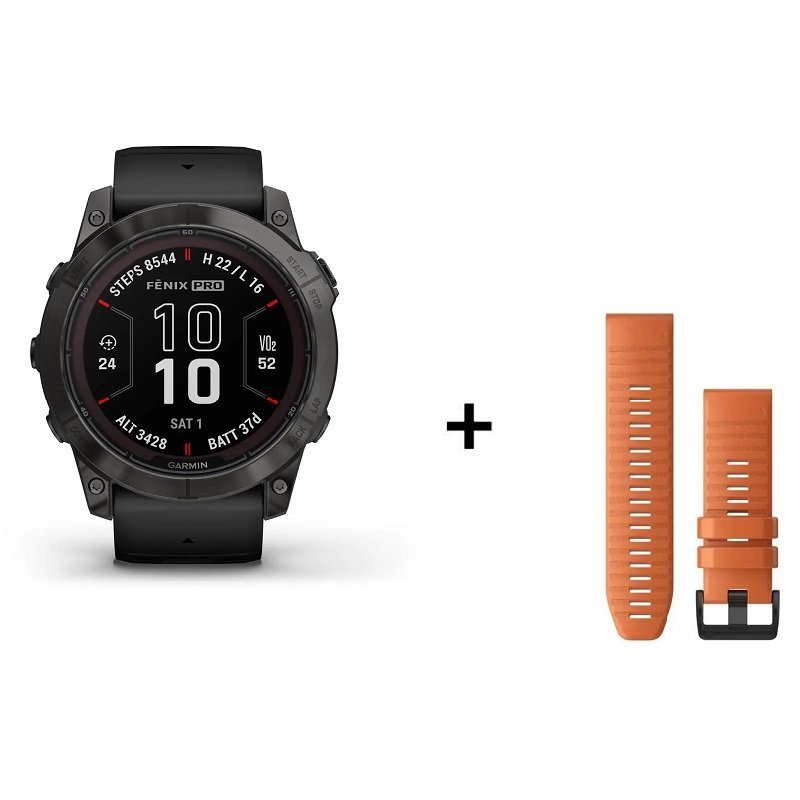 Montre Garmin Fenix 7X Pro Sapphire Solar Titane + bracelet silicone kaki
