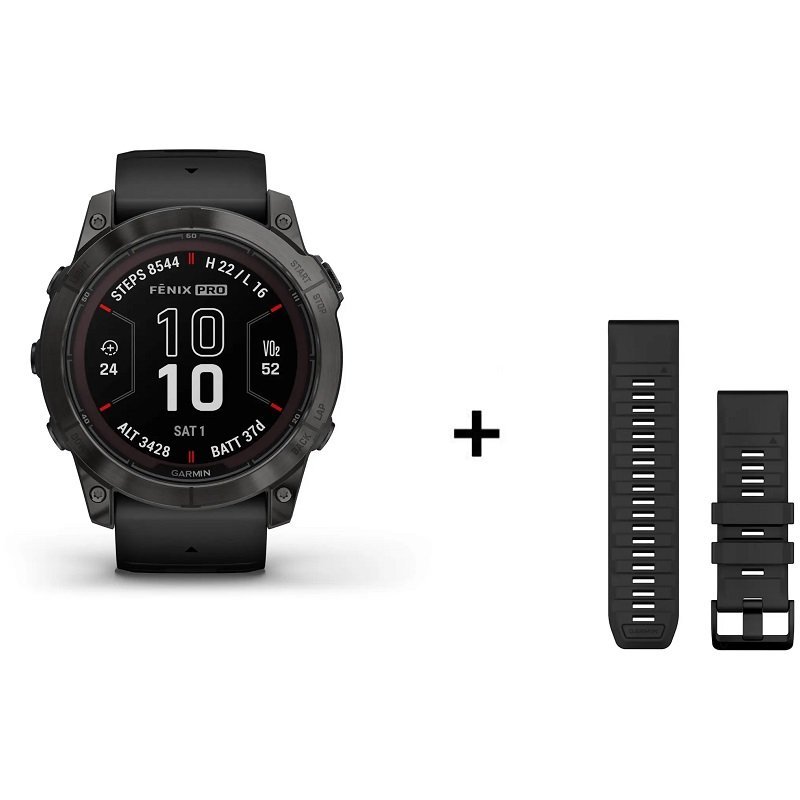 Montre Garmin Fenix 7X Pro Sapphire Solar Titane + bracelet silicone kaki