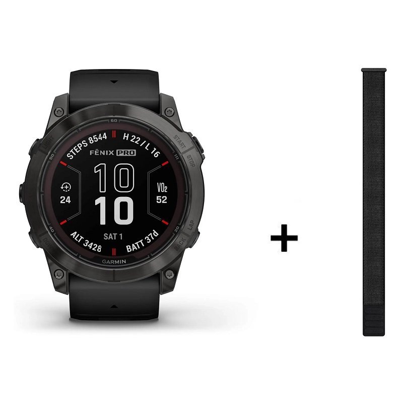 Montre Garmin Fenix 7X Pro Sapphire Solar Titane + bracelet silicone kaki