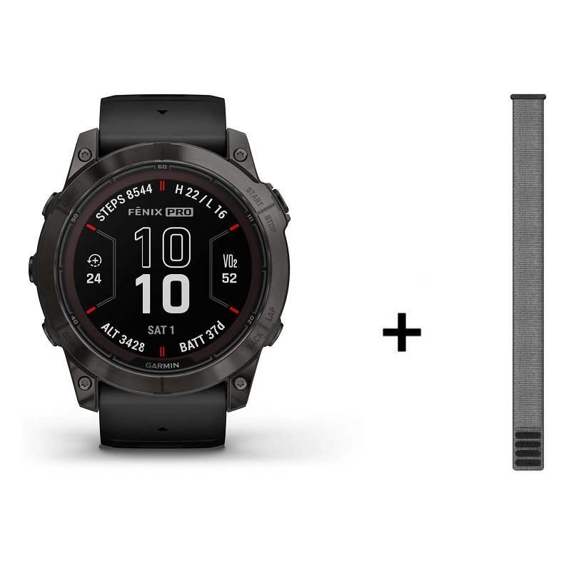 Montre Garmin Fenix 7X Pro Sapphire Solar Titane + bracelet silicone kaki