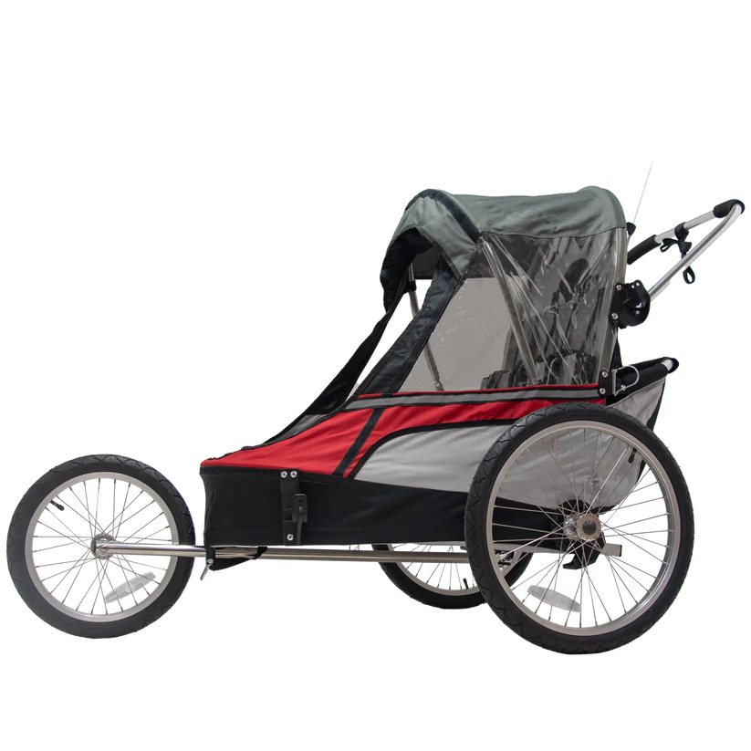 Remorque vélo 2 places 60 kg Wike - Premium Double - Poussette et Kit de Jogging inclus - marine/marron
