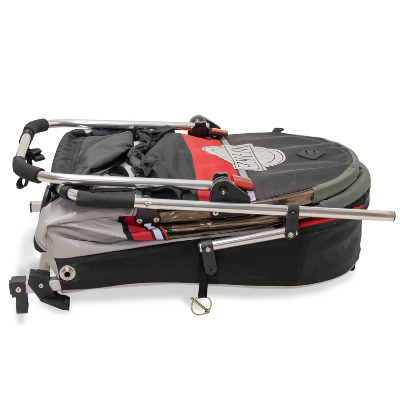 Remorque vélo 2 places 60 kg Wike - Premium Double - Poussette et Kit de Jogging inclus - marine/marron