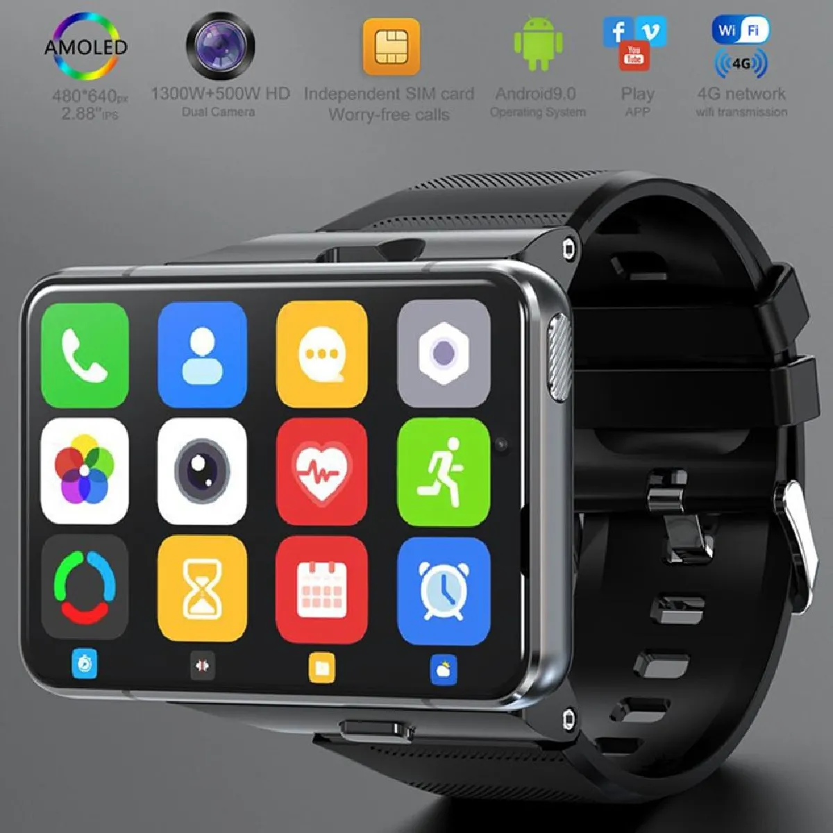 Yonis Montre Connectée 4G Écran 2.88" GPS