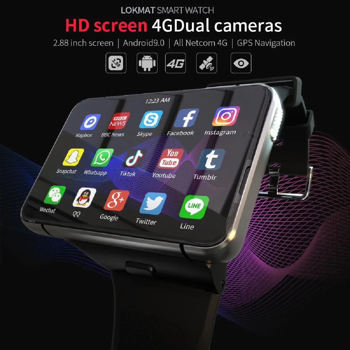 Yonis Montre Connectée 4G Écran 2.88" GPS