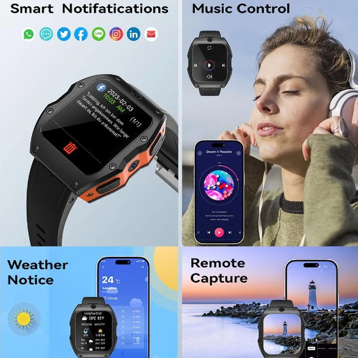 Yonis Montre Connectée IP68 4G Android 9.0