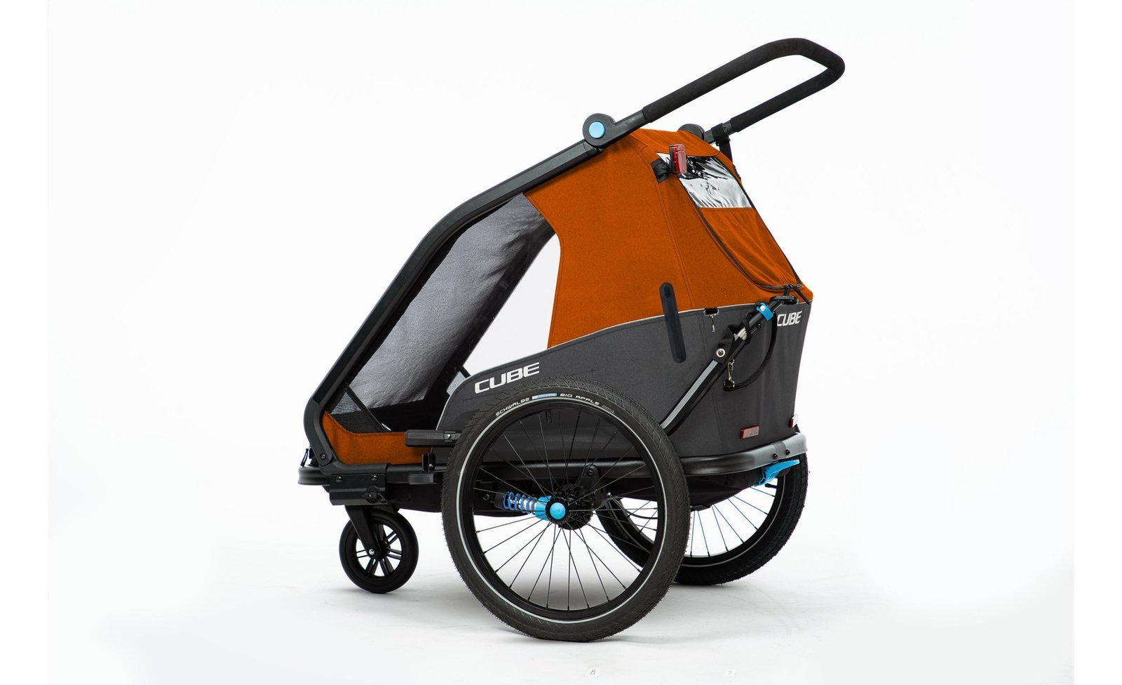 Remorque velo enfant CUBE Double CMPT Kinder - X Actionteam - grey´n´orange
