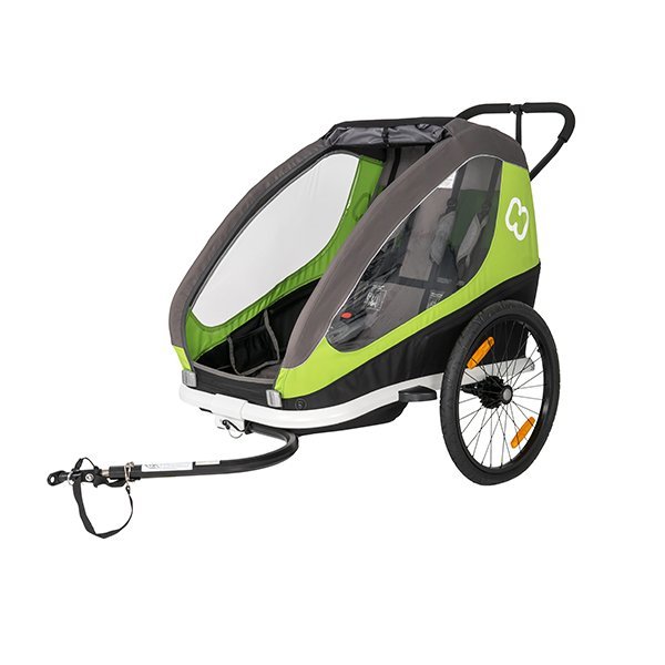 Hamax Traveller Bike Trailer for 2 Kids, incl. drawbar and buggy wheel - black/grey
