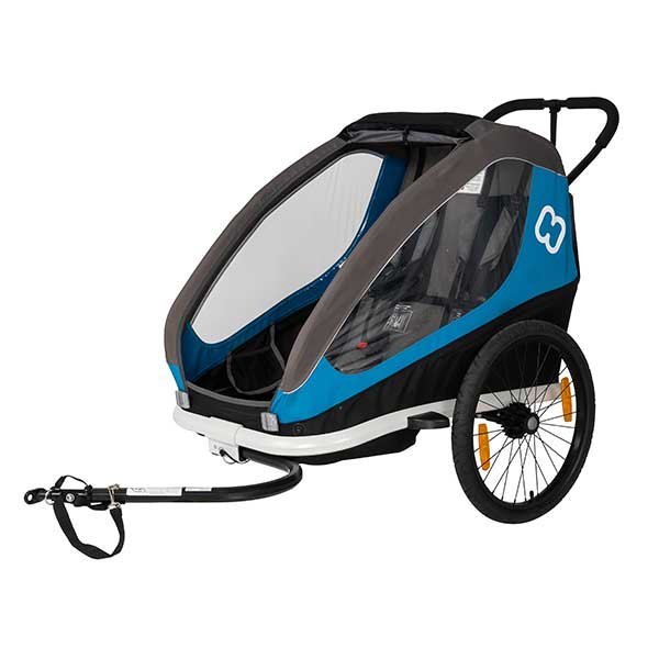Hamax Traveller Bike Trailer for 2 Kids, incl. drawbar and buggy wheel - black/grey