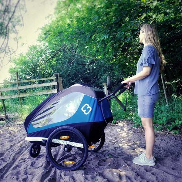 Hamax Traveller Bike Trailer for 2 Kids, incl. drawbar and buggy wheel - black/grey