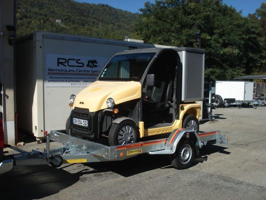 Remorque plateau MECANOREM RPMS 901 F - PTAC : 1300 Kg - 1 essieu freiné - 305 x 170 cm
