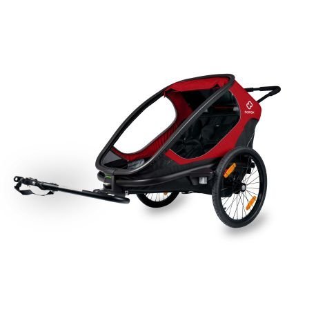 Remorque vélo charge 100 kg Hamax Outback pour 2 Enfants - rouge / noir