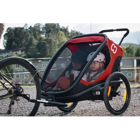 Remorque vélo charge 100 kg Hamax Outback pour 2 Enfants - rouge / noir
