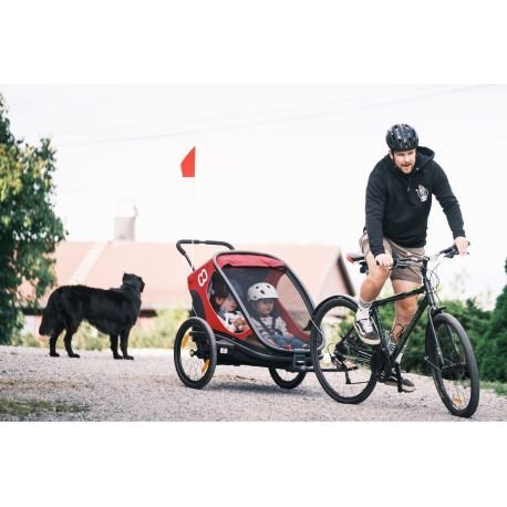 Remorque vélo charge 100 kg Hamax Outback pour 2 Enfants - rouge / noir