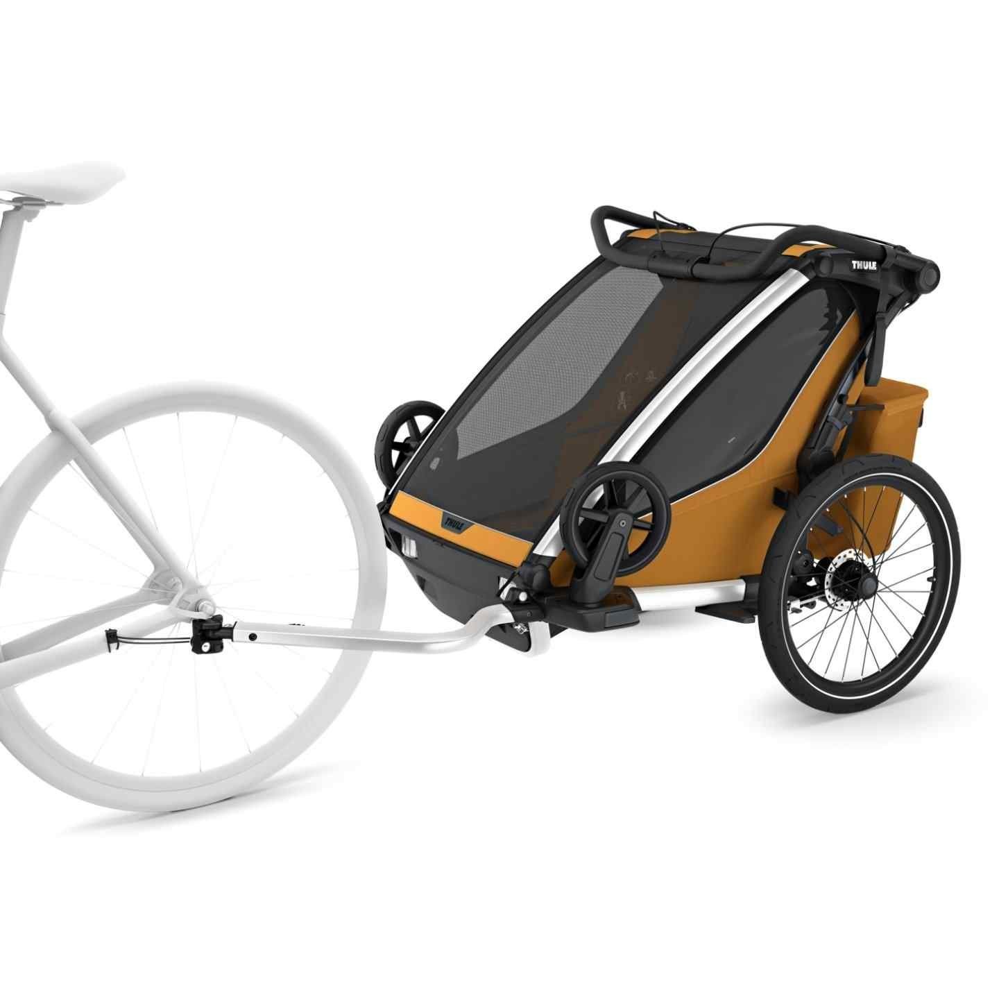 Chariot à velo Thule pour 2 Enfants - Chariot Sport 2 Double - natural gold